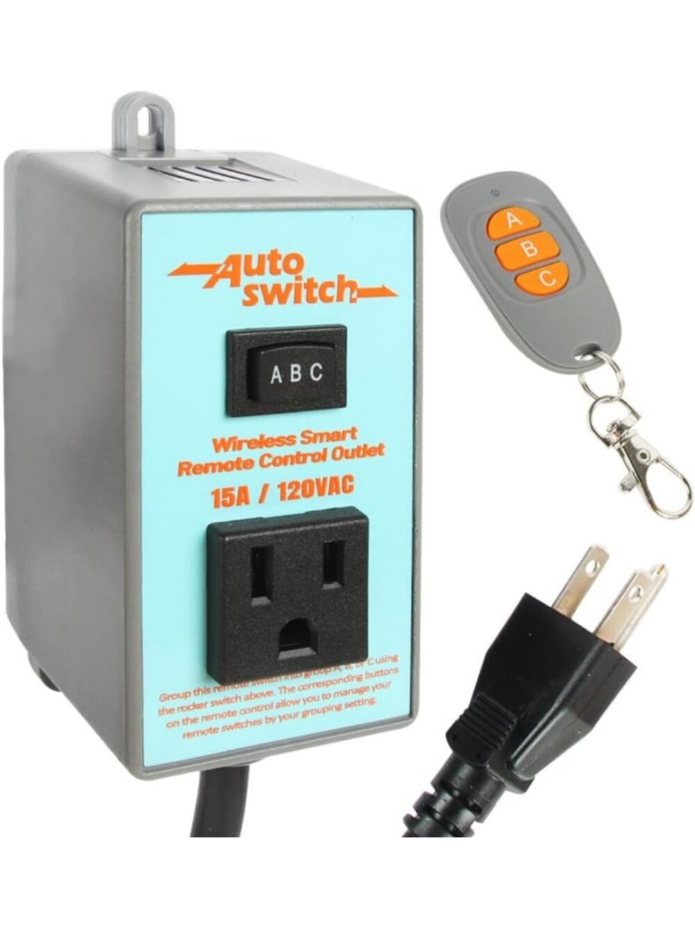 Wireless Remote Control Electrical Outlet Switch - 433M Transmitter, 120V Plug